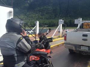 On cable Ferry on lake near Nakusp